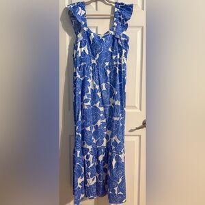 London Times Blue & White Floral Maxi Dress – Size 12